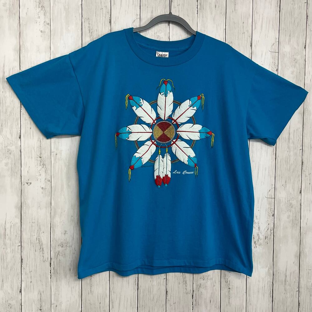 Vintage Las Cruces Blue Dreamcatcher Native American Short Sleeve Puff T Shirt